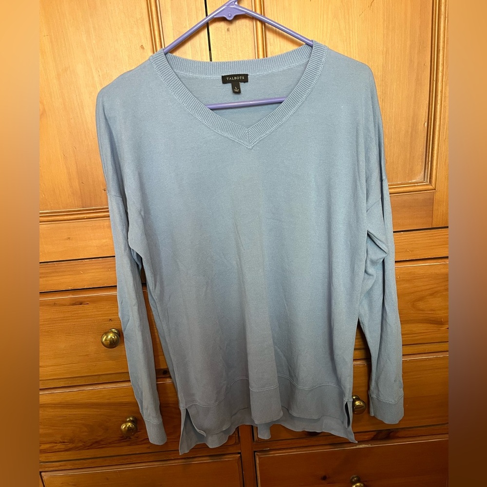 Talbots Women's Light Blue V-Neck Sweater